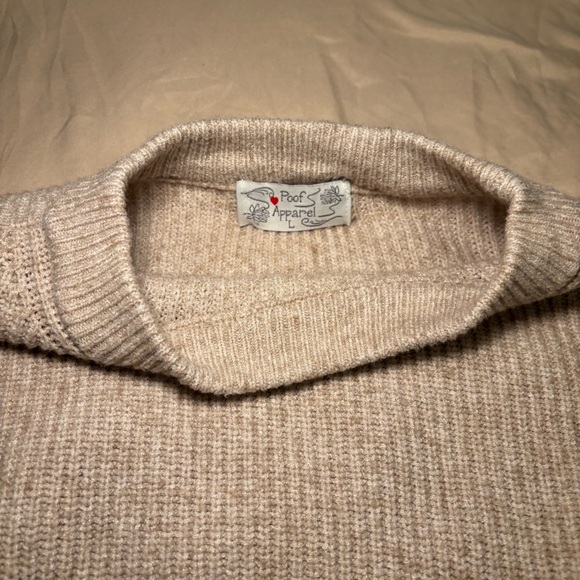 Poof Apparel Cream Cable Knit Cropped Sweater Size L - Picture 3 of 4